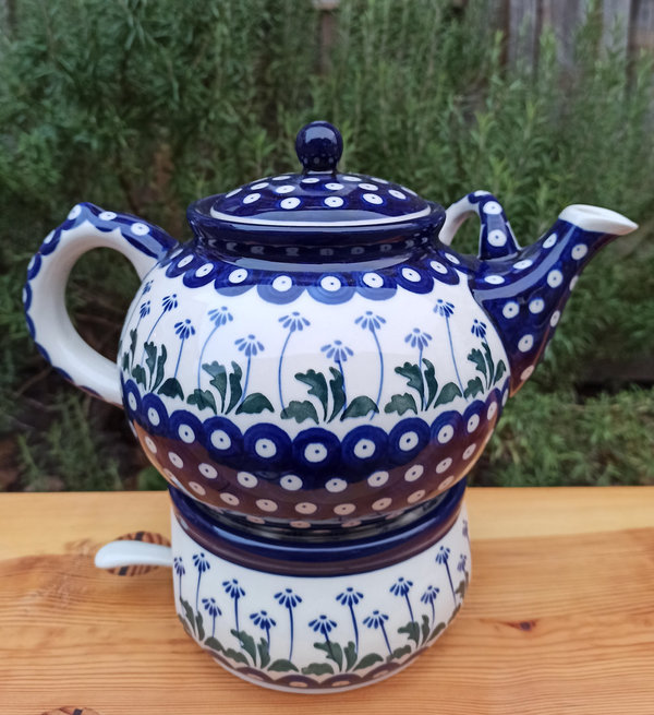 Bunzlauer Keramik Teekanne 1,8 Liter  mit Stövchen