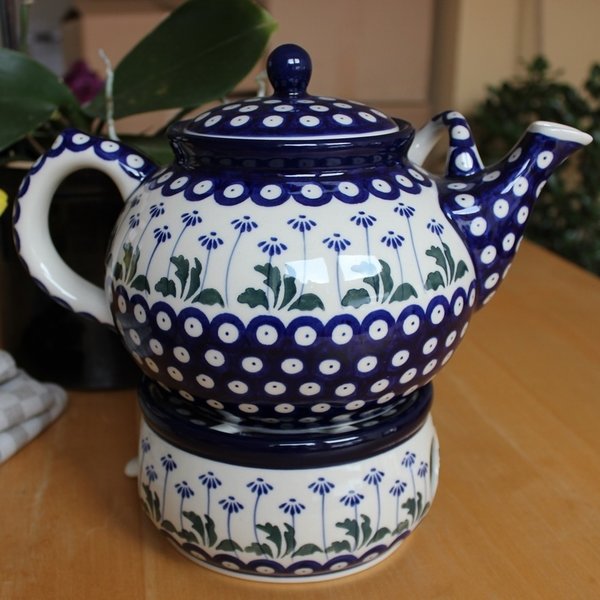 Bunzlauer Keramik Teekanne  mit Stövchen - 1,8 Liter