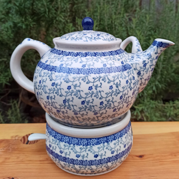 Bunzlauer Keramik Teekanne 1,8 L mit Stövchen