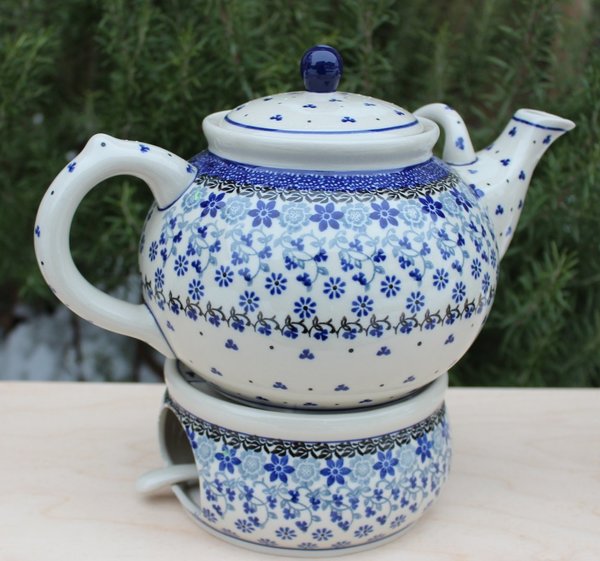 Bunzlauer Keramik Teekanne 1,8 Liter mit Stövchen