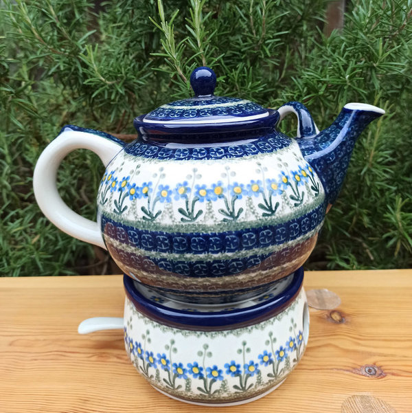 Bunzlauer Keramik Teekanne 1,8 Liter mit Stövchen
