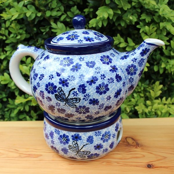 Bunzlauer Keramik Teekanne 0,9 Liter mit Stövchen